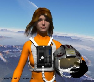 Lady Cinowyn X-Wing Pilot Copyright Linda Whitson 2015